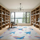 Colorful Airplane Kids Area Rug