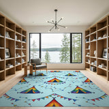 Multi-color and Patterns Rainbow Camping Tent Kids Area Rug