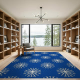 Blue Snowflake Pattern Area Rug
