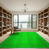 ODIKA Modern Neon Green Geometric Washable Rug - Low Pile & Non-Slip