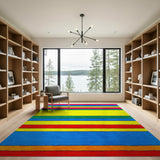 Bold Multi-Color Horizontal Stripe Area Rug