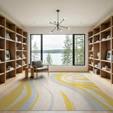 Yellow Yellow Swirl Abstract Area Rug