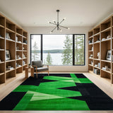 Modern Green Geometric Prism Area Rug
