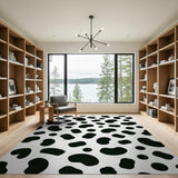 Black White Cow Print Spotted Area Rug