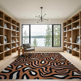 Abstract Wavy Orange Area Rug