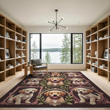 Golden Retriever Puppies Ornate Frame Collage Rug