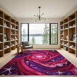 Cosmic Pink Vortex Abstract Area Rug