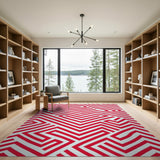 Bold Red Zigzag Heart Geometric Area Rug
