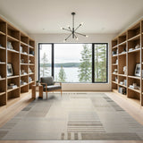 Beige Gray Abstract Geometric Area Rug