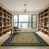 Gold Navy Labyrinth Heritage Tribal Rug
