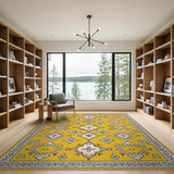 Vibrant Yellow Geometric Diamond Area Rug