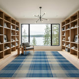 Navy Blue and Cream Plaid Area Rug