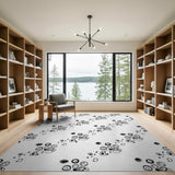 Black and White Geometric Modern Abstract Geometric Black White Area Rug