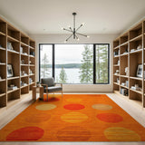 Vibrant Orange Circles Geometric Area Rug