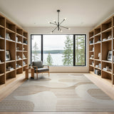 Abstract Beige Neutral Area Rug with Fluid Shapes