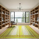 Vibrant Yellow Grid Dot Geometric Area Rug