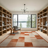 Orange Geometric Checkered Area Rug