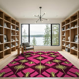 Pink Gold Fleur-de-Lis Geometric Area Rug