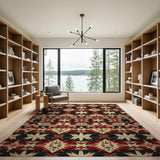Red Starburst Southwestern Area Rug