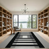 Bold Black White Striped Geometric No. 5 Area Rug