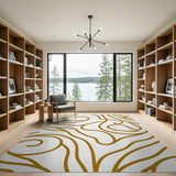 Gold and Silver Wavy Gold Abstract Area Rug