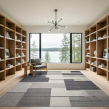 Black and White Modern Black White Geometric Block Rug