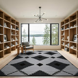 Black White Geometric Diamond No. 4 Area Rug