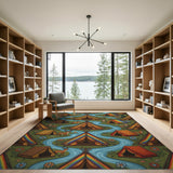 Whimsical Rainbow Camping Kids Area Rug