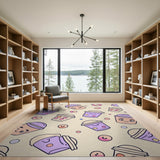 Kawaii Boba Tea Cups Playful Pattern Rug