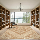Distressed Brown Medallion Area Rug