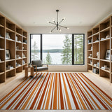 Bold Orange Vertical Stripe Area Rug