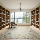 Cream Botanical Leaf Vine Area Rug