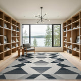 Geometric Grey Triangle Area Rug