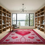 Red Heart Medallion Area Rug