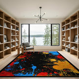Vibrant Paint Splatter Abstract Area Rug