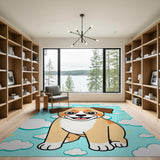 Cute Cartoon Puppy Clouds Area Rug