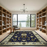 Elegant Navy Persian Floral Area Rug