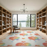 Rainbow Paw Heart Kids Washable Area Rug