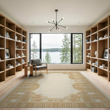 Ivory Area Rug with Ornate Gold Border