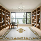 Traditional Persian Elegant Gold Ornate Floral Border Area Rug