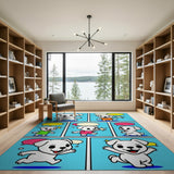 Cute Chibi Dog Comic Strip Kids Rug