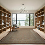 Teal Persian Area Rug with Intricate Lattice Design