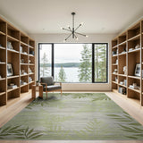 Green Fern Leaf Abstract Area Rug