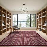 Red Basketweave Geometric Area Rug