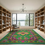 Heritage Tribal Vibrant Green Heritage Tribal Area Rug