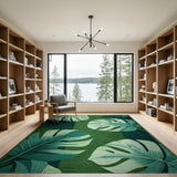 Lush Monstera Leaf Emerald Green Area Rug
