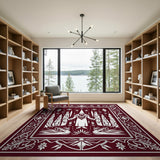 Papercut Winter Wizard Ice Forest Red Area Rug