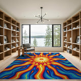 Psychedelic Sunburst Abstract Area Rug