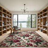 Vintage Pink Carnation Floral Area Rug