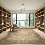 Heritage Tribal Beige Area Rug with Geometric Motifs